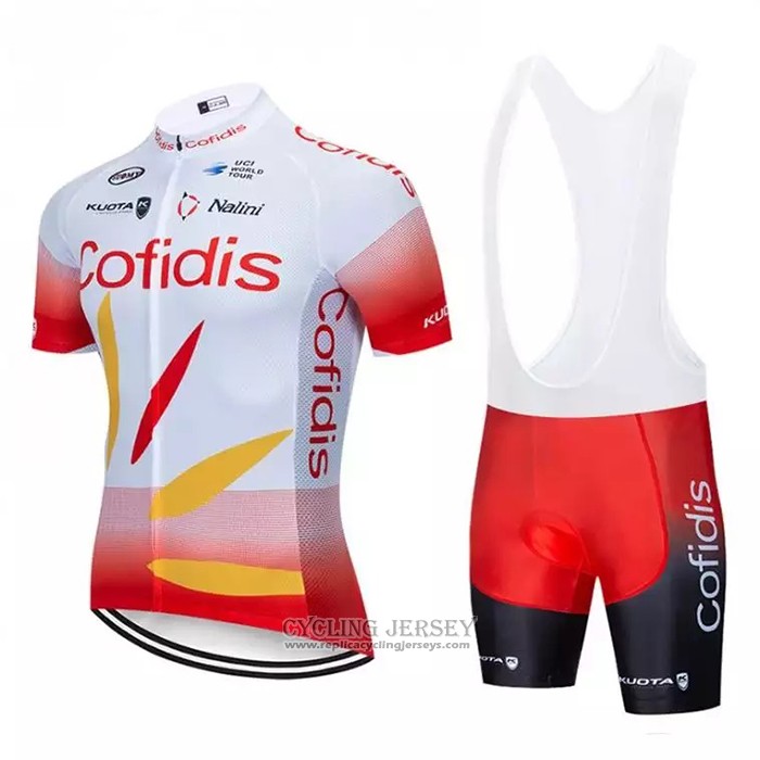 2021 Cycling Jersey Cofidis White Red Short Sleeve And Bib Short